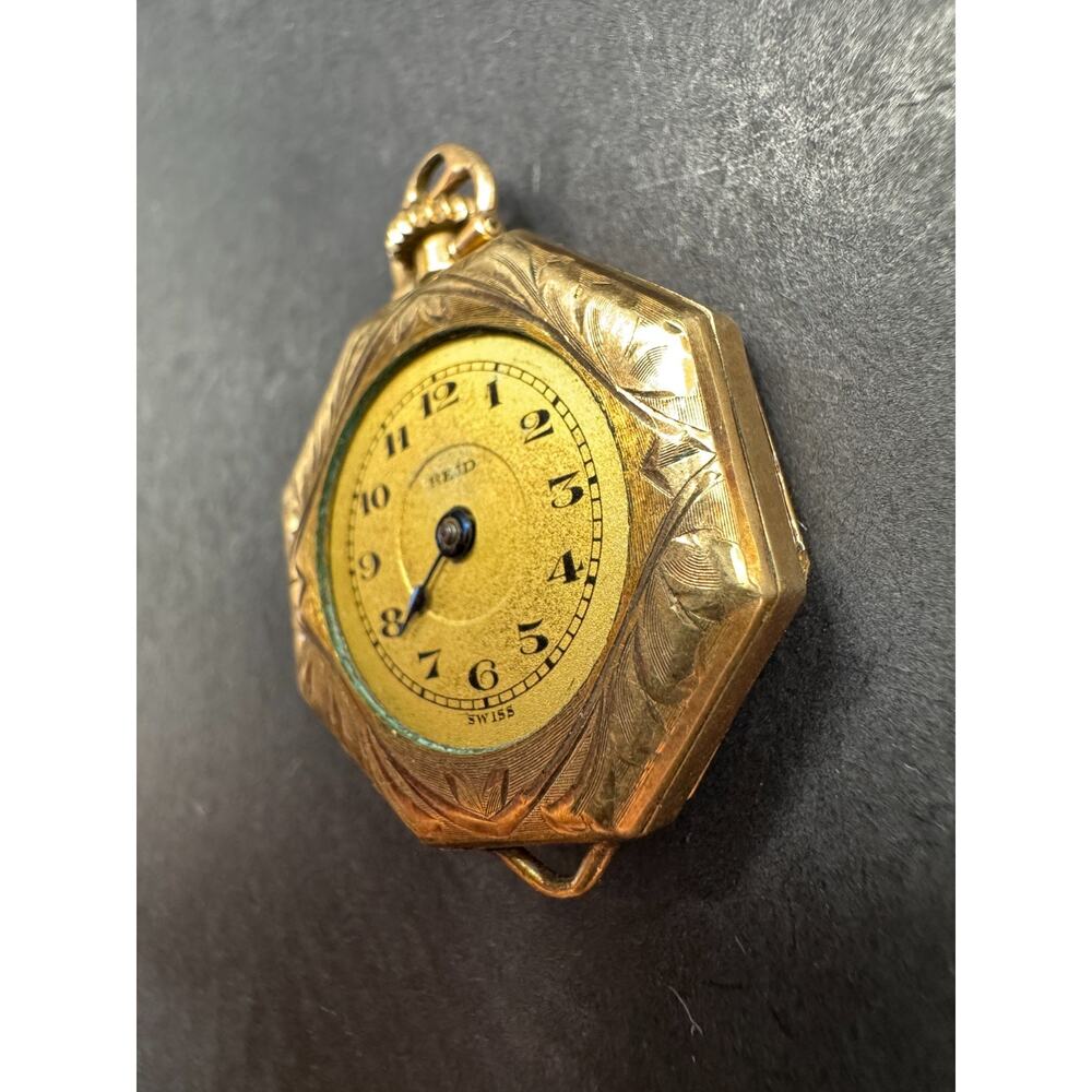 Vintage Reid Swiss Art Deco Swiss Watch Octagon Case Gold Filled 15 Jewels - Picture 4 of 9